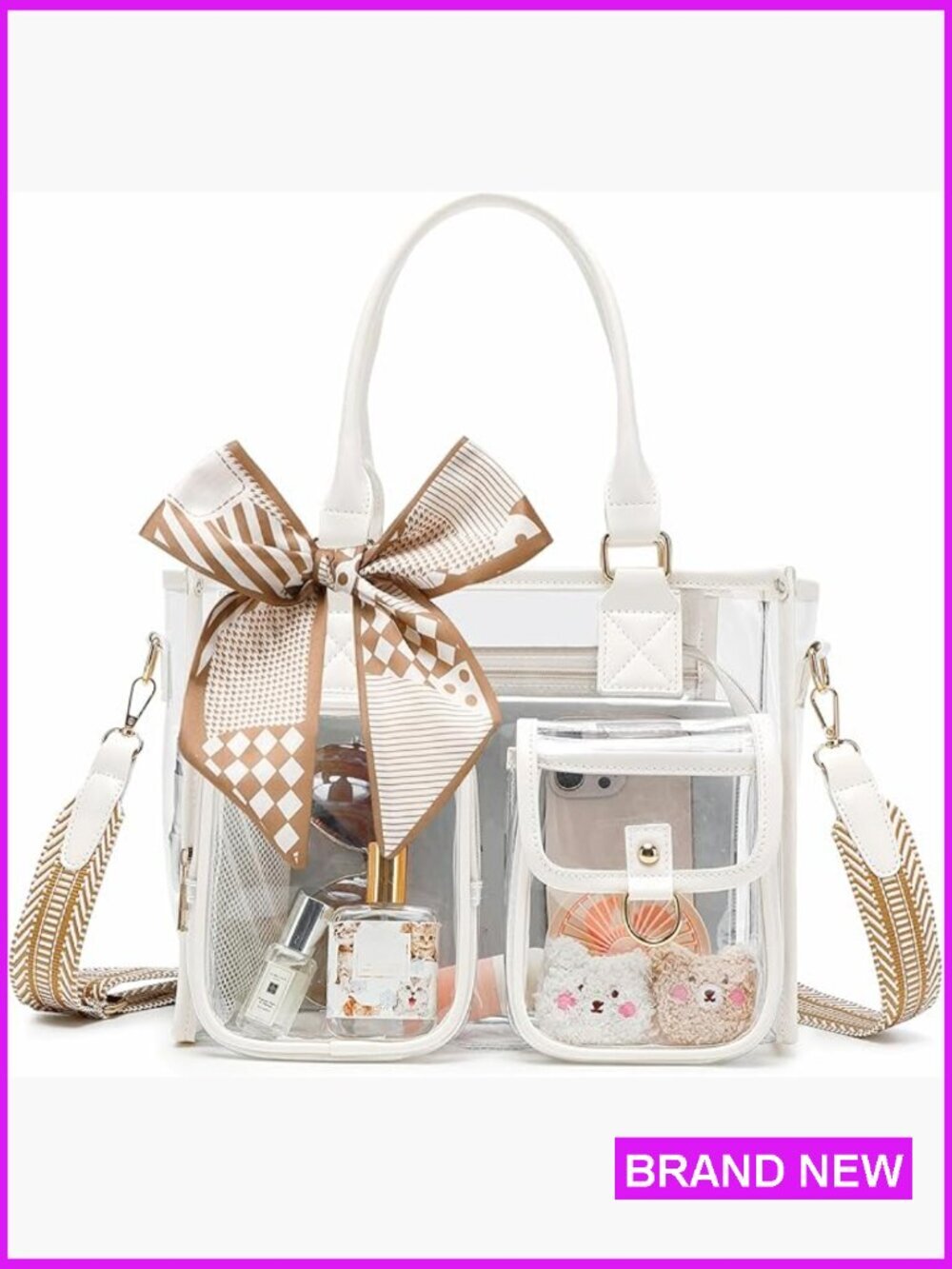 Clear Tote Bag Stadium Approved Thick PVC Waterproof Concert Work Beach Tote